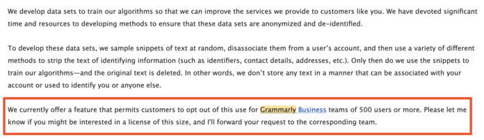 Grammarly AI Training: The only way to opt out is to pay for 500 accounts